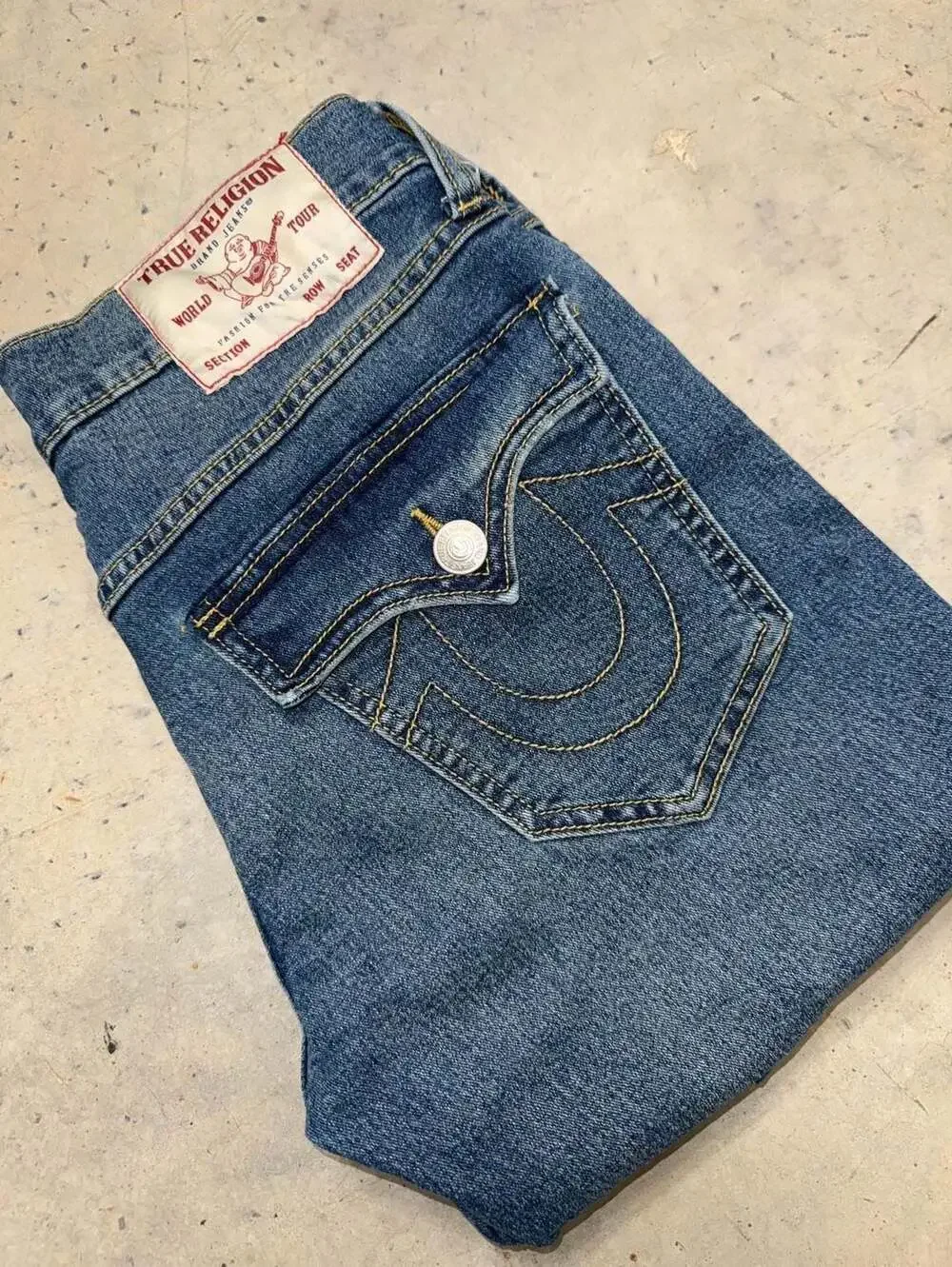 True Religion Geno Relaxed Slim Jeans in Dark Wash Denim
